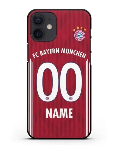 Именной чехол Бавария Мюнхен с фамилией и номером (сезон 2018-2019) красная форма силиконовый для iPhone 12 mini