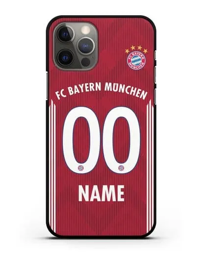 Именной чехол Бавария Мюнхен с фамилией и номером (сезон 2018-2019) красная форма силиконовый для iPhone 12 Pro