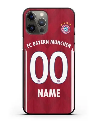 Именной чехол Бавария Мюнхен с фамилией и номером (сезон 2018-2019) красная форма силиконовый для iPhone 12 Pro Max