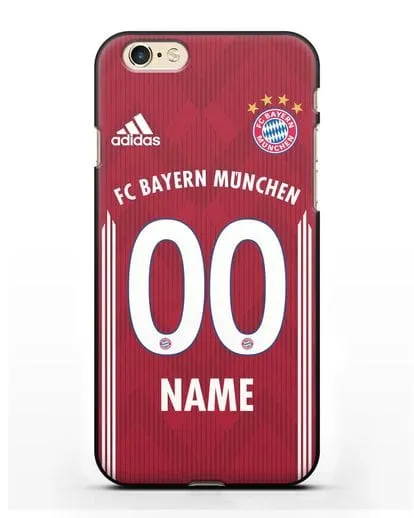 Именной чехол Бавария Мюнхен с фамилией и номером (сезон 2018-2019) красная форма силиконовый для iPhone 6