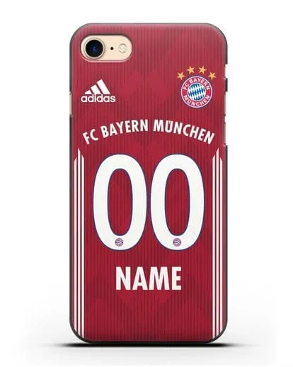 Именной чехол Бавария Мюнхен с фамилией и номером (сезон 2018-2019) красная форма силиконовый для iPhone 8