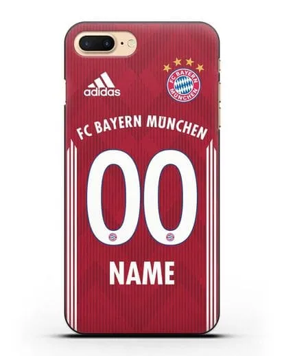 Именной чехол Бавария Мюнхен с фамилией и номером (сезон 2018-2019) красная форма силиконовый для iPhone 8 Plus