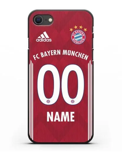 Именной чехол Бавария Мюнхен с фамилией и номером (сезон 2018-2019) красная форма силиконовый для iPhone SE 2020
