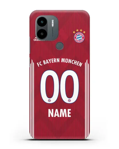 Именной чехол Бавария Мюнхен с фамилией и номером (сезон 2018-2019) красная форма силиконовый для Xiaomi Poco C51
