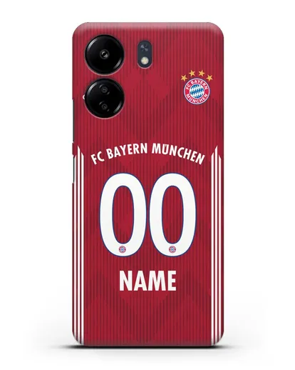 Именной чехол Бавария Мюнхен с фамилией и номером (сезон 2018-2019) красная форма силиконовый для Xiaomi Poco C65