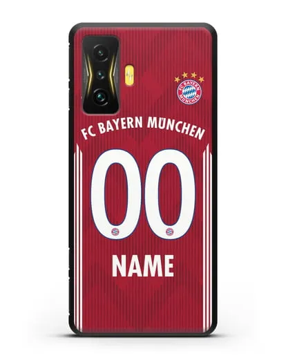 Именной чехол Бавария Мюнхен с фамилией и номером (сезон 2018-2019) красная форма силиконовый для Xiaomi Poco F4 GT