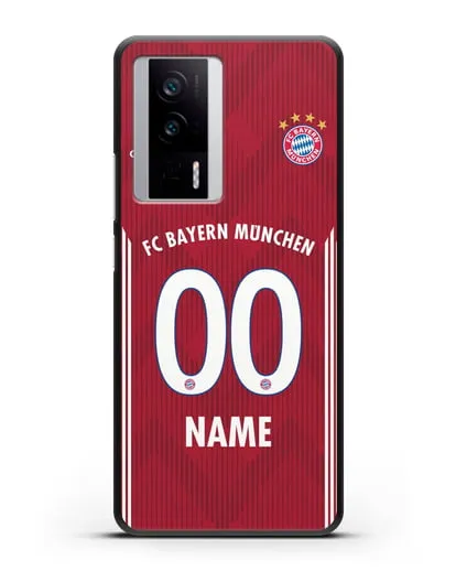 Именной чехол Бавария Мюнхен с фамилией и номером (сезон 2018-2019) красная форма силиконовый для Xiaomi Poco F5 Pro