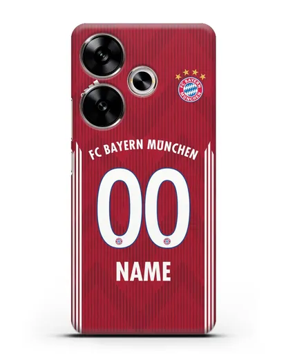 Именной чехол Бавария Мюнхен с фамилией и номером (сезон 2018-2019) красная форма силиконовый для Xiaomi Poco F6