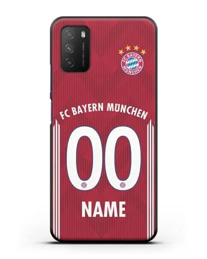 Именной чехол Бавария Мюнхен с фамилией и номером (сезон 2018-2019) красная форма силиконовый для Xiaomi Poco M3