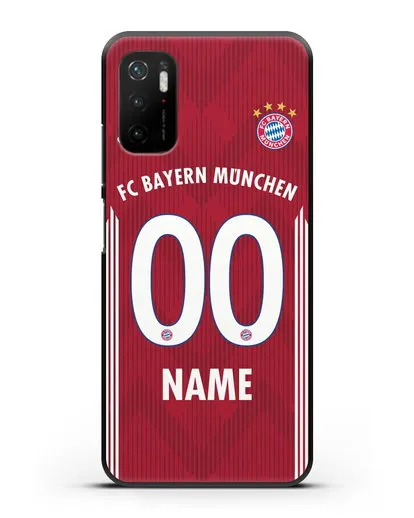 Именной чехол Бавария Мюнхен с фамилией и номером (сезон 2018-2019) красная форма силиконовый для Xiaomi Poco M3 Pro