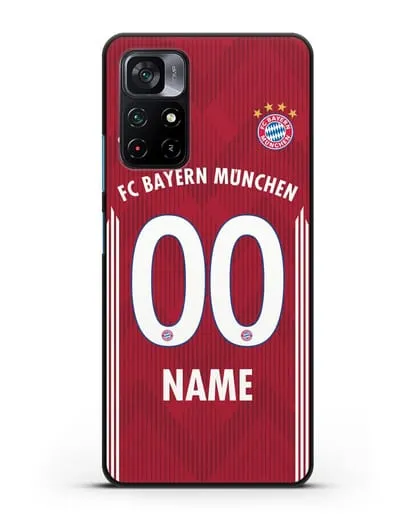 Именной чехол Бавария Мюнхен с фамилией и номером (сезон 2018-2019) красная форма силиконовый для Xiaomi Poco M4 Pro 5G