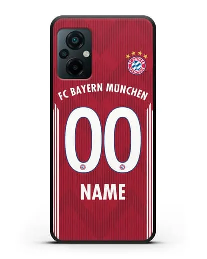 Именной чехол Бавария Мюнхен с фамилией и номером (сезон 2018-2019) красная форма силиконовый для Xiaomi Poco M5