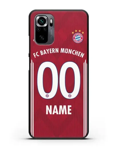 Именной чехол Бавария Мюнхен с фамилией и номером (сезон 2018-2019) красная форма силиконовый для Xiaomi Poco M5s