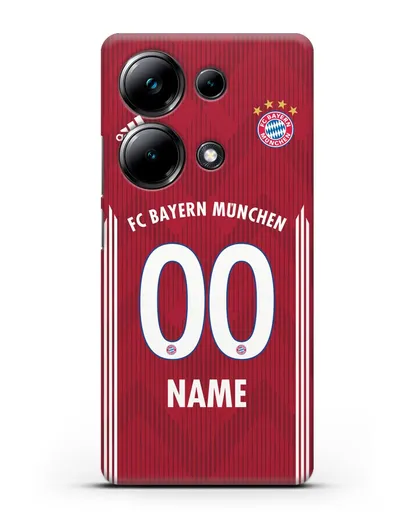 Именной чехол Бавария Мюнхен с фамилией и номером (сезон 2018-2019) красная форма силиконовый для Xiaomi Poco M6 Pro