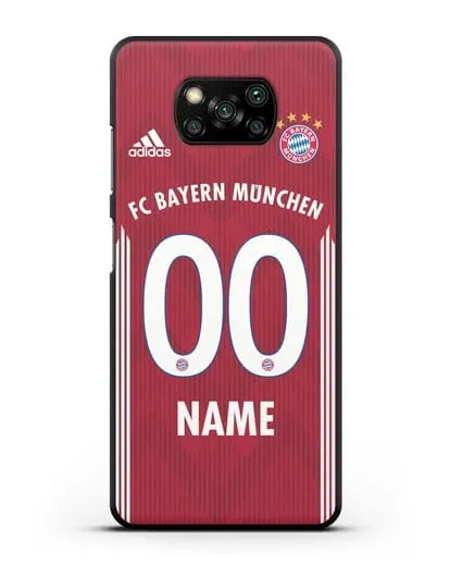 Именной чехол Бавария Мюнхен с фамилией и номером (сезон 2018-2019) красная форма силиконовый для Xiaomi Poco X3