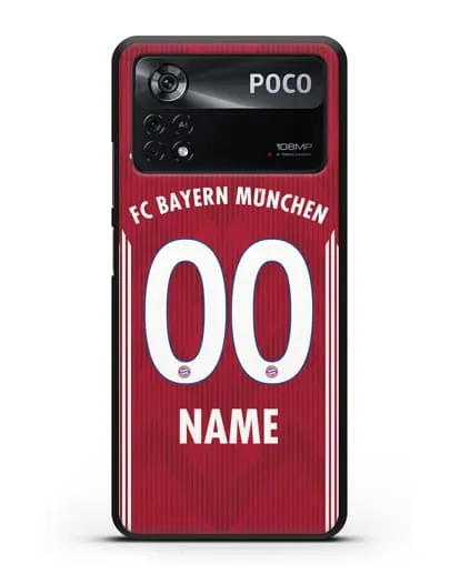 Именной чехол Бавария Мюнхен с фамилией и номером (сезон 2018-2019) красная форма силиконовый для Xiaomi Poco X4 Pro