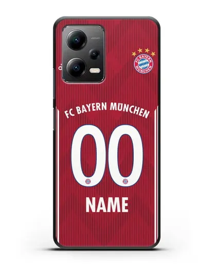 Именной чехол Бавария Мюнхен с фамилией и номером (сезон 2018-2019) красная форма силиконовый для Xiaomi Poco X5