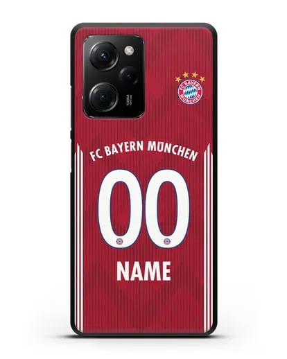 Именной чехол Бавария Мюнхен с фамилией и номером (сезон 2018-2019) красная форма силиконовый для Xiaomi Poco X5 Pro