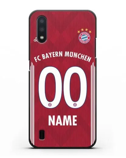 Именной чехол Бавария Мюнхен с фамилией и номером (сезон 2018-2019) красная форма силиконовый для Samsung Galaxy A01 [SM-A015F]