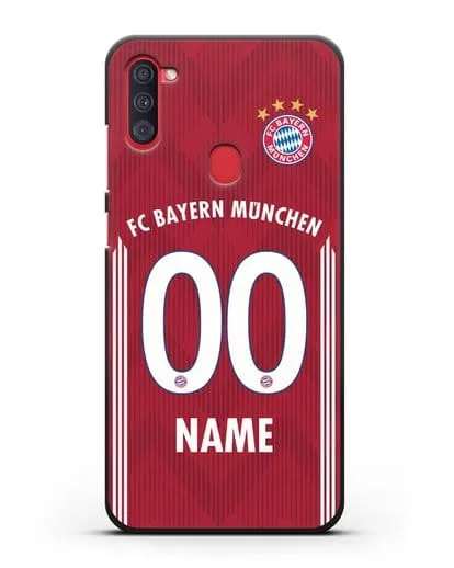 Именной чехол Бавария Мюнхен с фамилией и номером (сезон 2018-2019) красная форма силиконовый для Samsung Galaxy A11 [SM-A115F]