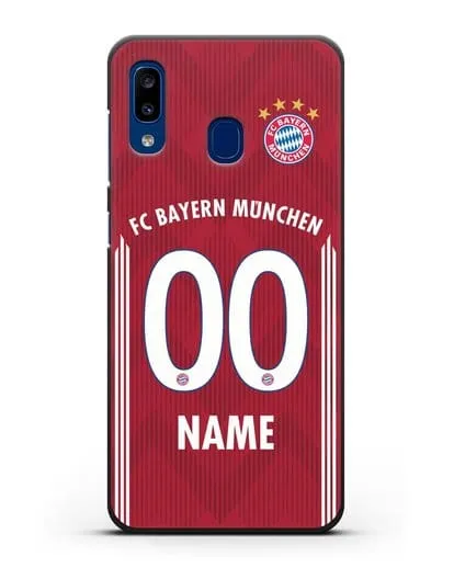 Именной чехол Бавария Мюнхен с фамилией и номером (сезон 2018-2019) красная форма силиконовый для Samsung Galaxy A20 [SM-A205FN]