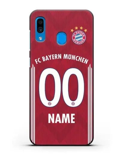 Именной чехол Бавария Мюнхен с фамилией и номером (сезон 2018-2019) красная форма силиконовый для Samsung Galaxy A30 [SM-A305FN]