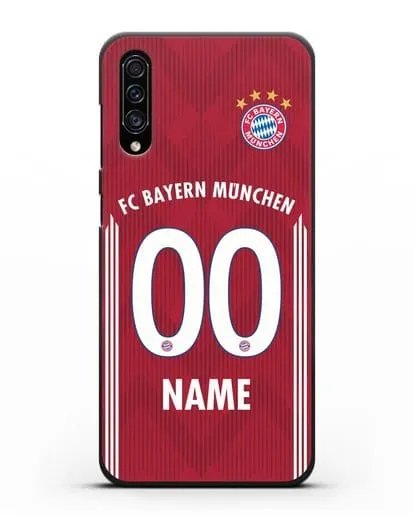 Именной чехол Бавария Мюнхен с фамилией и номером (сезон 2018-2019) красная форма силиконовый для Samsung Galaxy A30s [SM-A307FN]