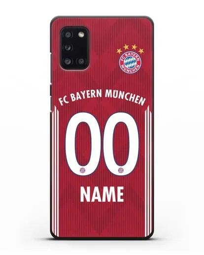 Именной чехол Бавария Мюнхен с фамилией и номером (сезон 2018-2019) красная форма силиконовый для Samsung Galaxy A31 [SM-A315F]