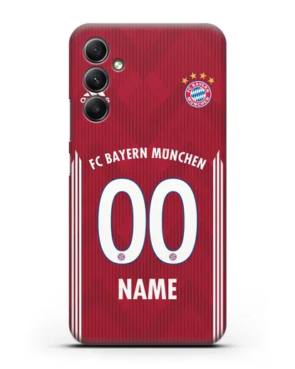 Именной чехол Бавария Мюнхен с фамилией и номером (сезон 2018-2019) красная форма силиконовый для Samsung Galaxy A34 [SM-A346]