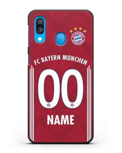 Именной чехол Бавария Мюнхен с фамилией и номером (сезон 2018-2019) красная форма силиконовый для Samsung Galaxy A40 [SM-A405F]