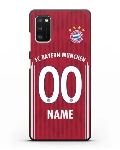 Именной чехол Бавария Мюнхен с фамилией и номером (сезон 2018-2019) красная форма силиконовый для Samsung Galaxy A41 [SM-A415F]