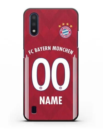 Именной чехол Бавария Мюнхен с фамилией и номером (сезон 2018-2019) красная форма силиконовый для Samsung Galaxy M01 [SM-M015F]