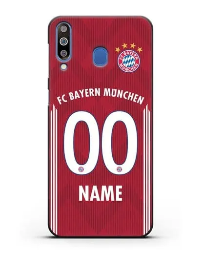 Именной чехол Бавария Мюнхен с фамилией и номером (сезон 2018-2019) красная форма силиконовый для Samsung Galaxy M30 [SM-M305F]