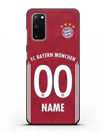 Именной чехол Бавария Мюнхен с фамилией и номером (сезон 2018-2019) красная форма силиконовый для Samsung Galaxy S20 [SM-G980F]