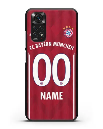 Именной чехол Бавария Мюнхен с фамилией и номером (сезон 2018-2019) красная форма силиконовый для Xiaomi Redmi Note 11S