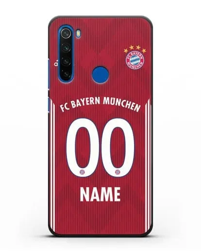 Именной чехол Бавария Мюнхен с фамилией и номером (сезон 2018-2019) красная форма силиконовый для Xiaomi Redmi Note 8