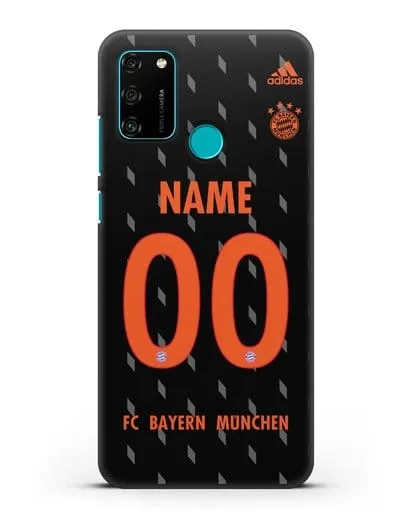 Именной чехол Бавария Мюнхен с фамилией и номером (сезон 2019-2020) черная форма силиконовый для Honor 9A