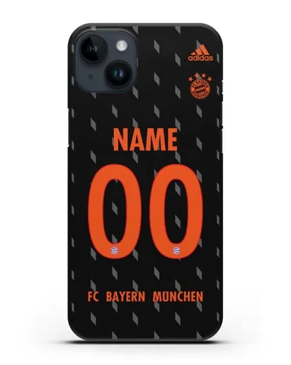 Именной чехол Бавария Мюнхен с фамилией и номером (сезон 2019-2020) черная форма силиконовый для iPhone 14 Plus