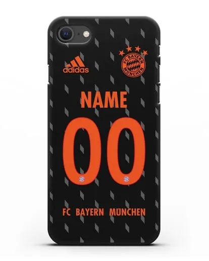 Именной чехол Бавария Мюнхен с фамилией и номером (сезон 2019-2020) черная форма силиконовый для iPhone SE 2020