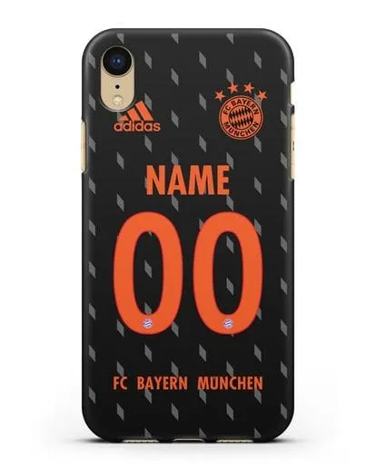 Именной чехол Бавария Мюнхен с фамилией и номером (сезон 2019-2020) черная форма силиконовый для iPhone XR