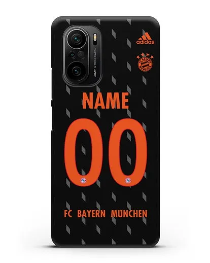 Именной чехол Бавария Мюнхен с фамилией и номером (сезон 2019-2020) черная форма силиконовый для Xiaomi Poco F3 Pro