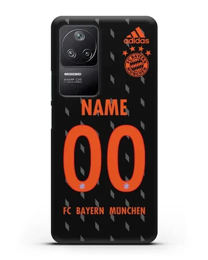 Именной чехол Бавария Мюнхен с фамилией и номером (сезон 2019-2020) черная форма силиконовый для Xiaomi Poco F4