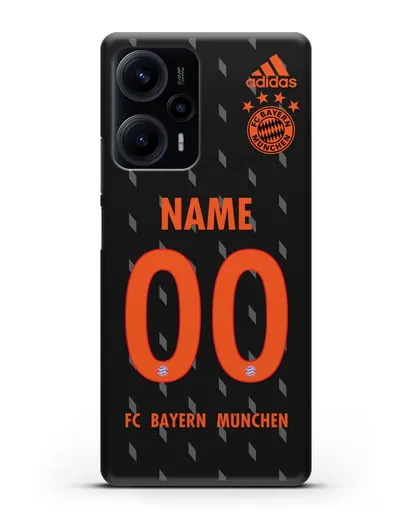 Именной чехол Бавария Мюнхен с фамилией и номером (сезон 2019-2020) черная форма силиконовый для Xiaomi Poco F5