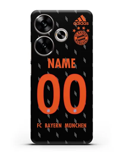 Именной чехол Бавария Мюнхен с фамилией и номером (сезон 2019-2020) черная форма силиконовый для Xiaomi Poco F6