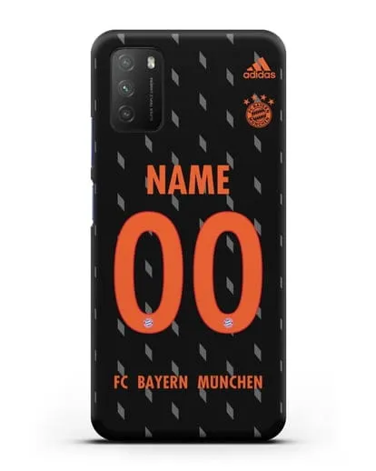 Именной чехол Бавария Мюнхен с фамилией и номером (сезон 2019-2020) черная форма силиконовый для Xiaomi Poco M3