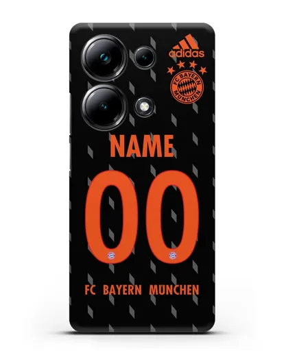 Именной чехол Бавария Мюнхен с фамилией и номером (сезон 2019-2020) черная форма силиконовый для Xiaomi Poco M6 Pro