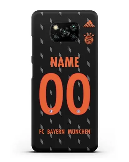 Именной чехол Бавария Мюнхен с фамилией и номером (сезон 2019-2020) черная форма силиконовый для Xiaomi Poco X3