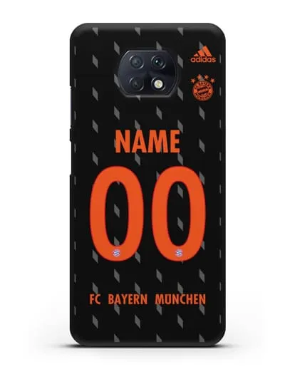 Именной чехол Бавария Мюнхен с фамилией и номером (сезон 2019-2020) черная форма силиконовый для Xiaomi Redmi Note 9T