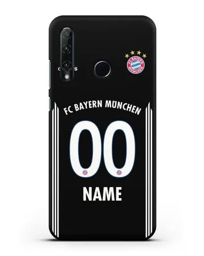 Именной чехол Бавария Мюнхен с фамилией и номером (сезон 2018-2019) черная форма силиконовый для Honor 20e