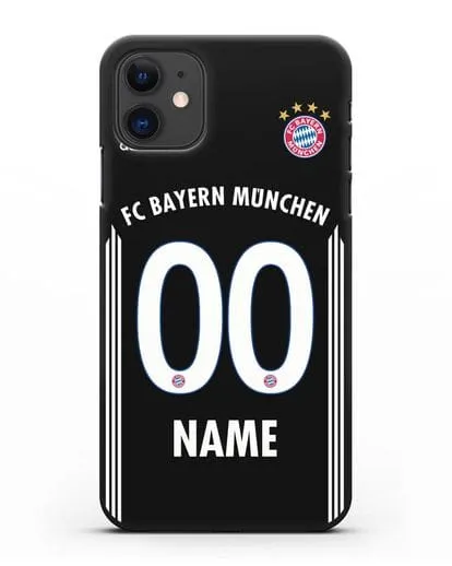Именной чехол Бавария Мюнхен с фамилией и номером (сезон 2018-2019) черная форма силиконовый для iPhone 11